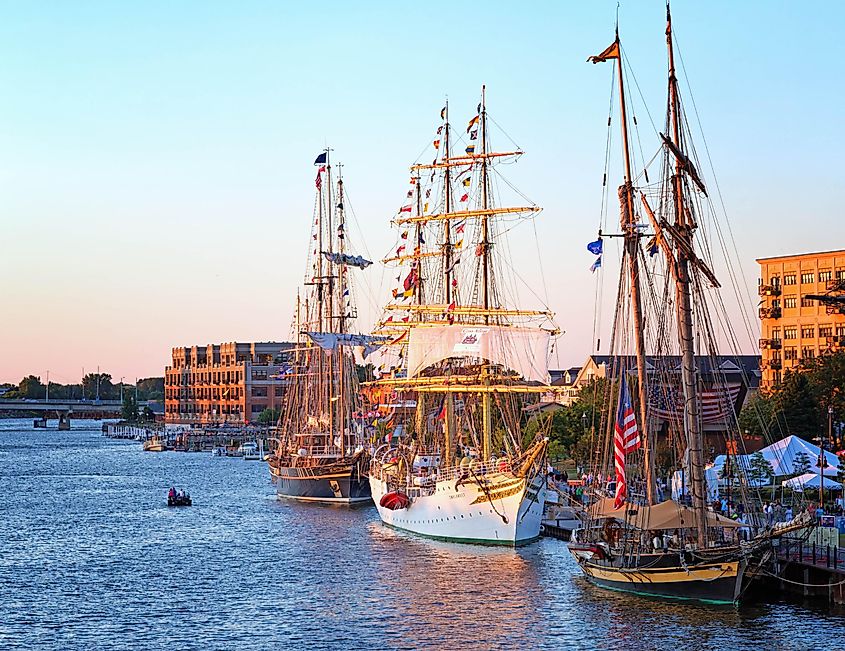 Tall Ships Lining Up at Wenonah Park in Bay City