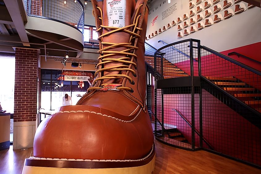 The largest boot in the world at the Red Wing Shoe Company in Minnesota