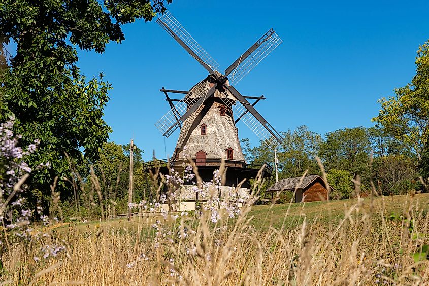 An old Dutch windmill at the Fabyan Forest Preserve, Geneva, Illinois