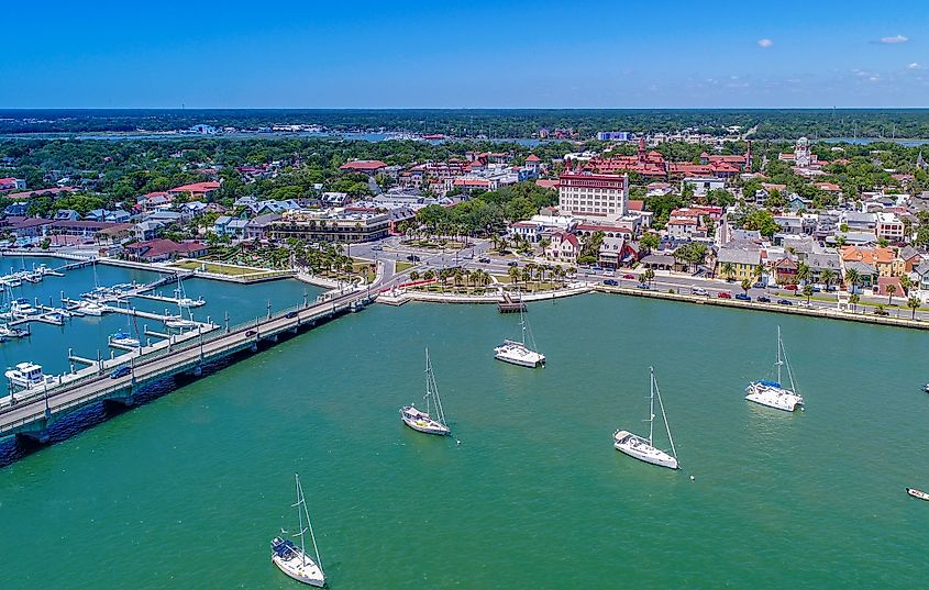 Aerial view of downtown St. Augustine, Florida.