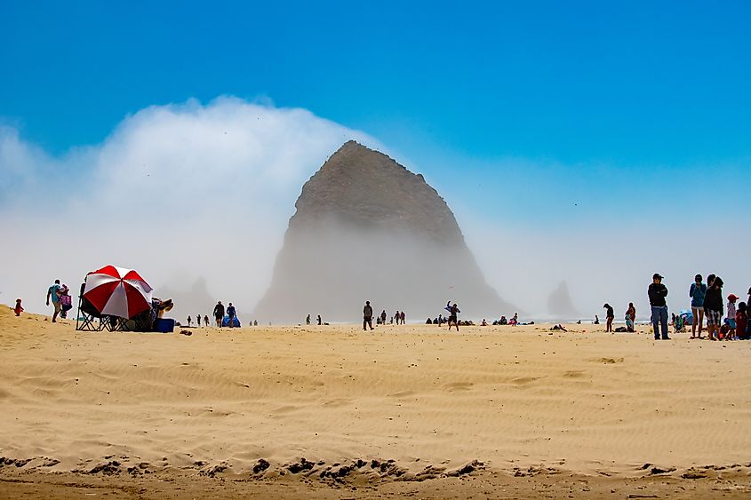A beautiful summer day by the beach in Cannon Beach, Oregon