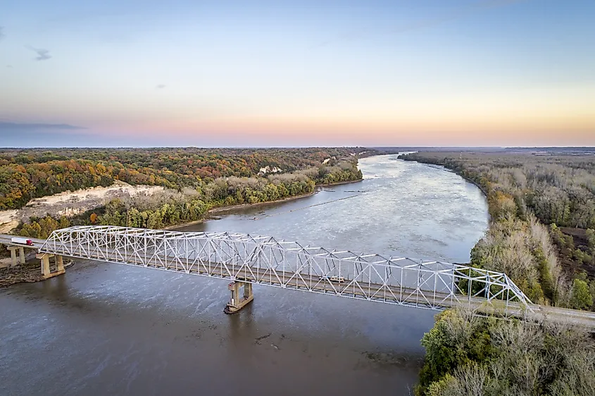 Missouri River Bridge near Rocheport, Missouri.