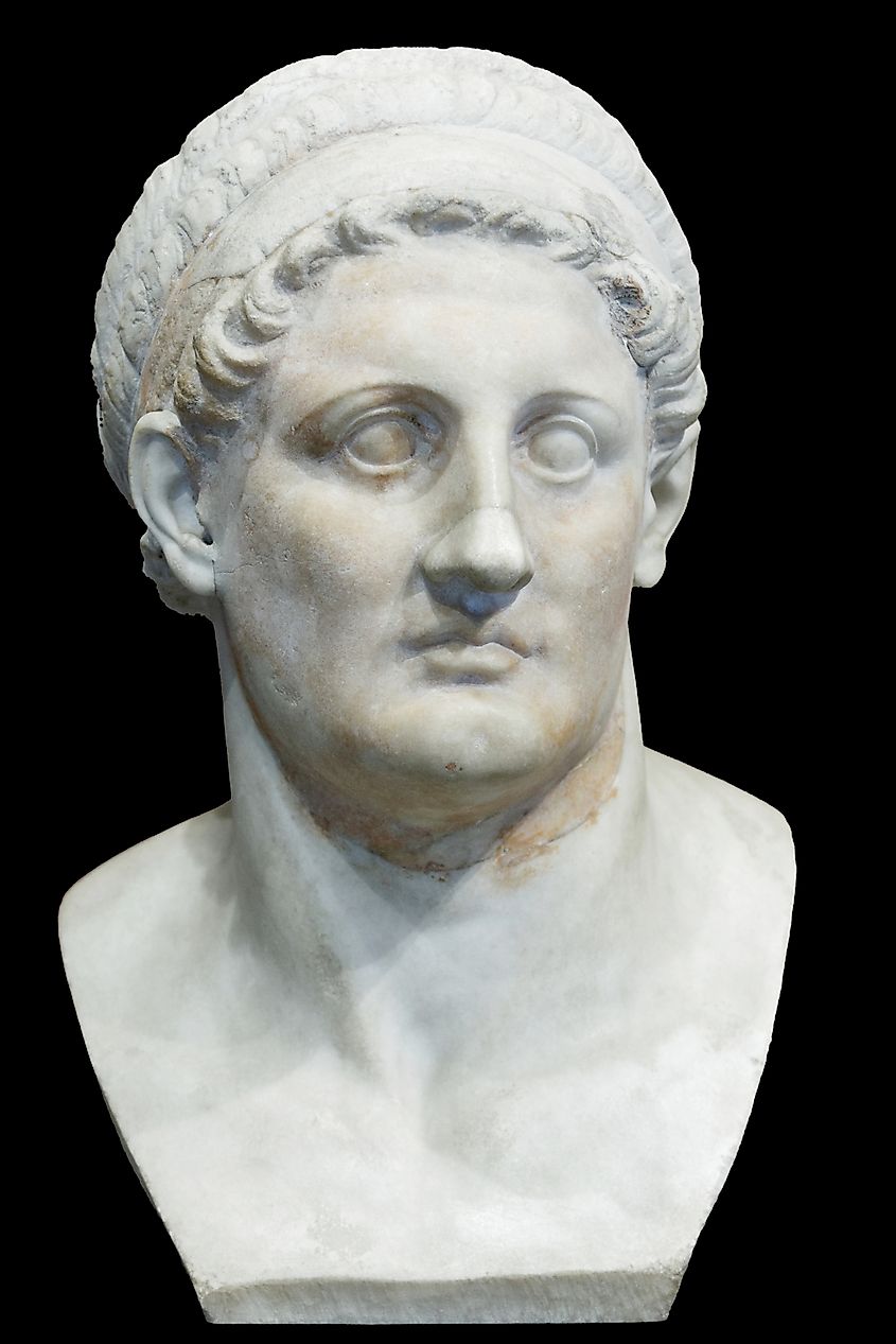 The bust of Ptolemy I Soter at the Louvre, France. 