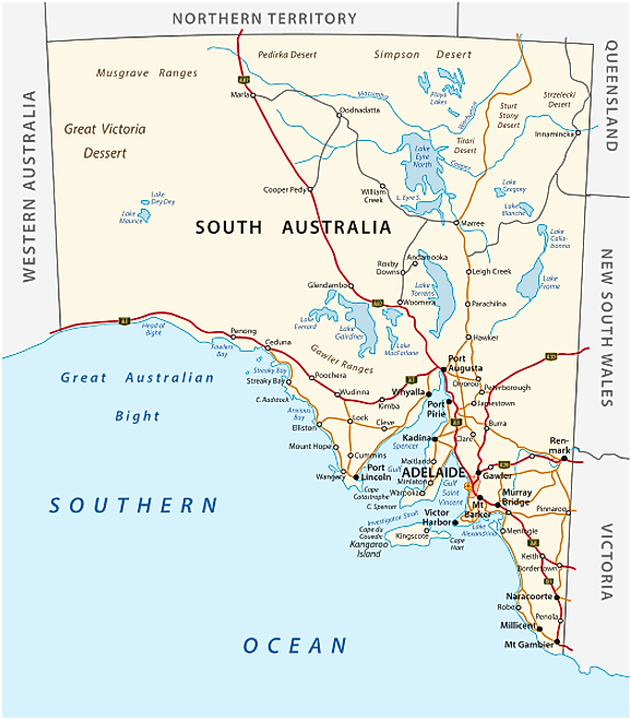 Map showing the location of Lake Eyre.