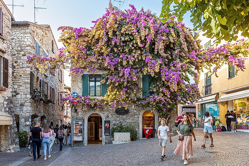 Cobblestone street in Sirmione, Italy.