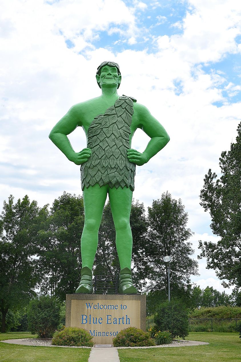 Jolly Green Giant statue in Blue Earth
