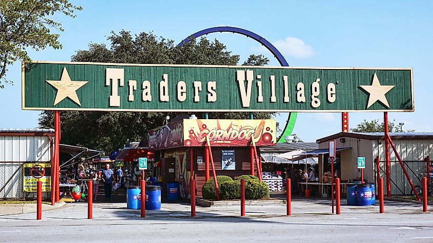 The sprawling grounds of Traders Village in Grand Prairie, Texas.