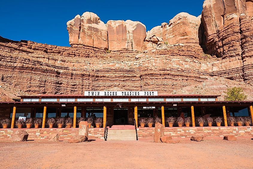 Twin Rocks Trading Post in the Utah desert in Bluff, Utah.