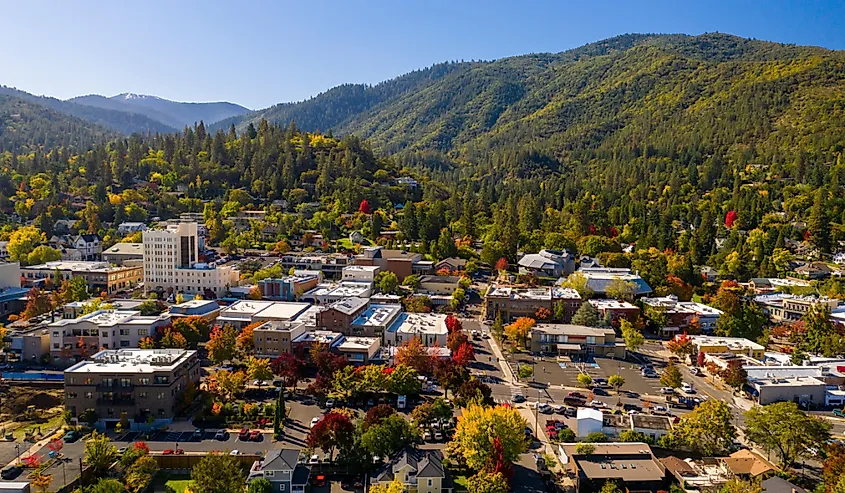 Aerial view of Ashland, Oregon