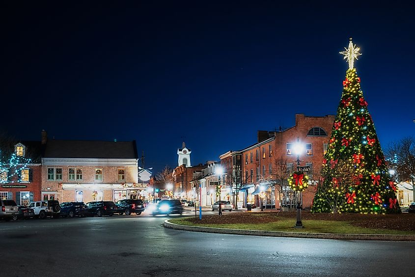 Christmas decorations in downtown Gettysburg, Pennsylvania