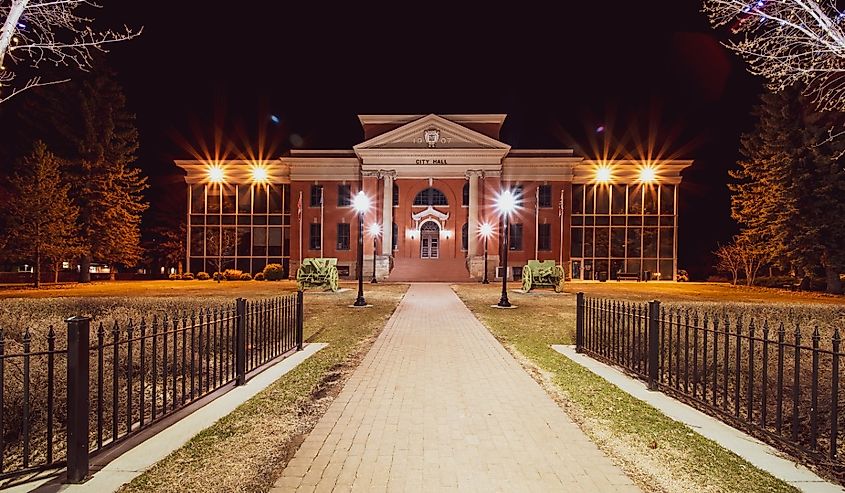 Canada Alberta Wetaskiwin Historic City Hall Night Shot