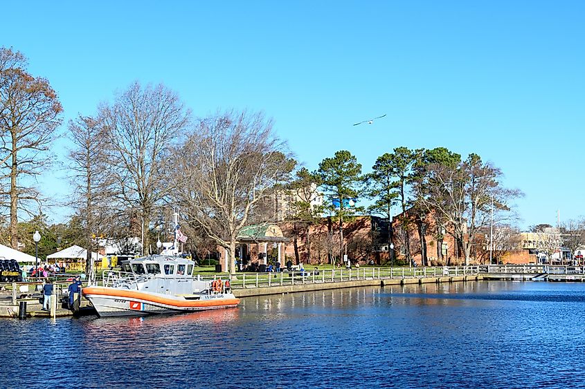 The waterfront at Elizabeth City, North Carolina. 