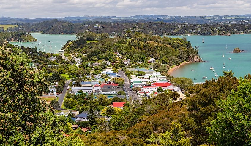 Russell town overlook, Bay of Islands, North island of New Zealand