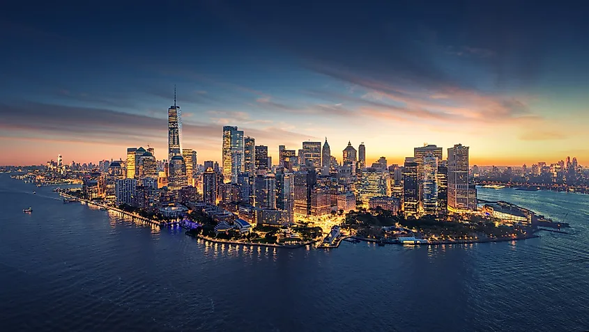 The Manhattan skyline in New York City.