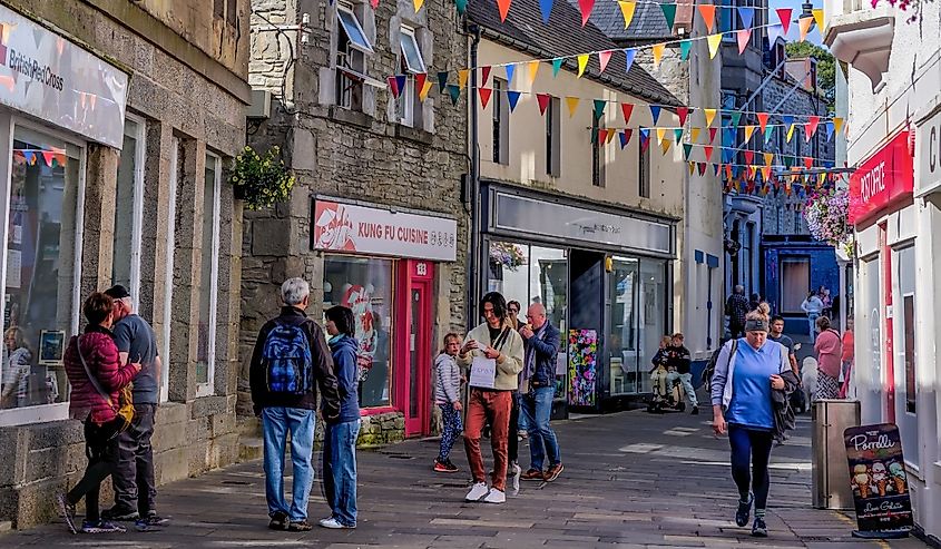 Streetfronts of buildings in Lerwick in Scotland's Shetland Islands