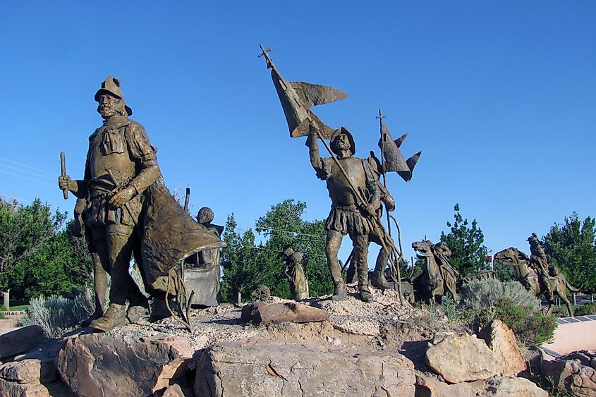 Statue of Spanish conquistadors in New Mexico. Image by JRJfin via Shutterstock