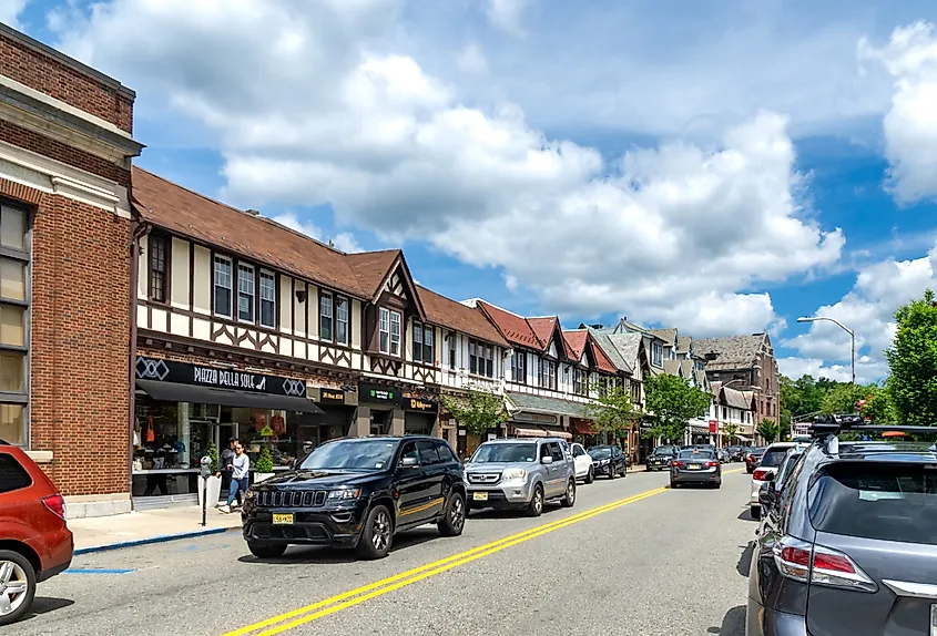 Downtown street in Montclair, New Jersey.