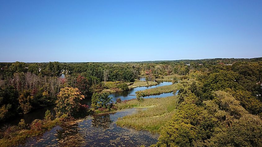View of landscape near Rockford in Michigan.