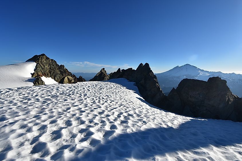 Epic mountain scenery on the Sulphide Glacier on Mount Shuksan in the Cascade Range, North Cascades National Park.