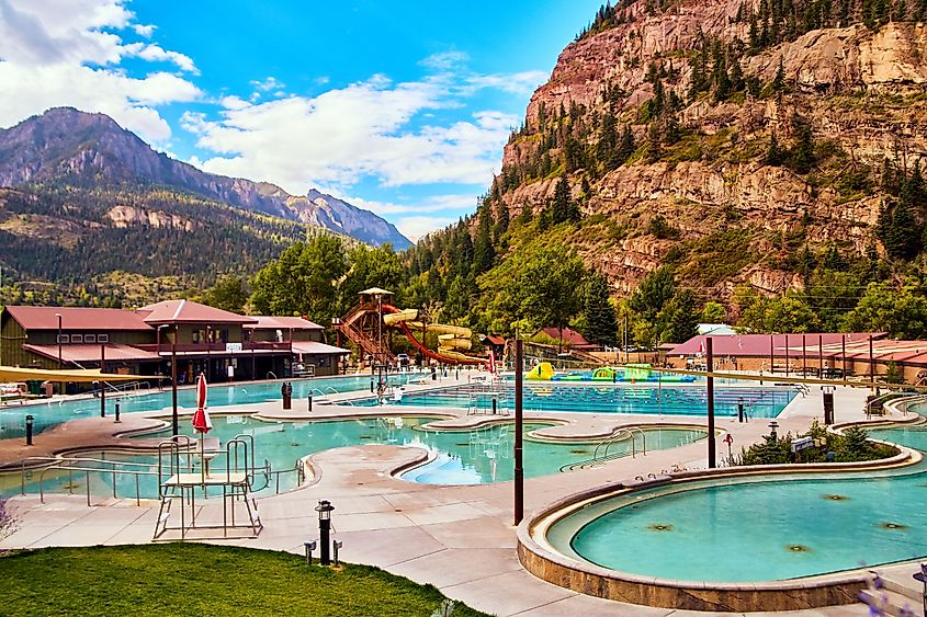 Aerial view of hot springs in Ouray, Colorado.