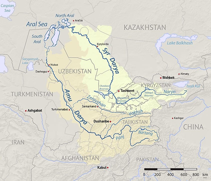 Amu Darya river map