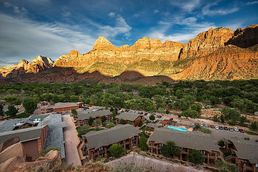 Sunset over Zion National Park in Springdale, Utah