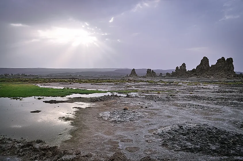 The unique landscape of Lake Abbe in Djibouti.