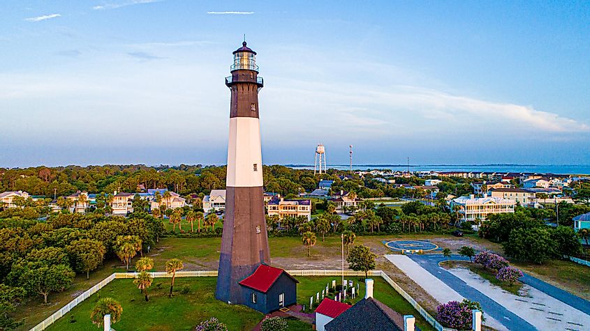 Overlooking the lighthouse at Tybee Island, Georgia.