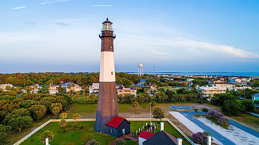 Overlooking the lighthouse at Tybee Island, Georgia.