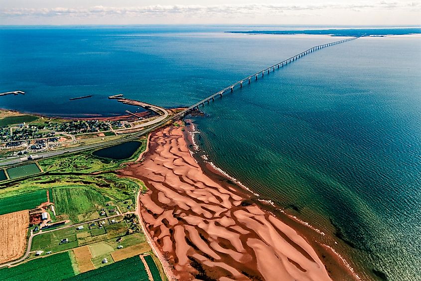 Aerial of Confederation Bridge, PEI, Canada