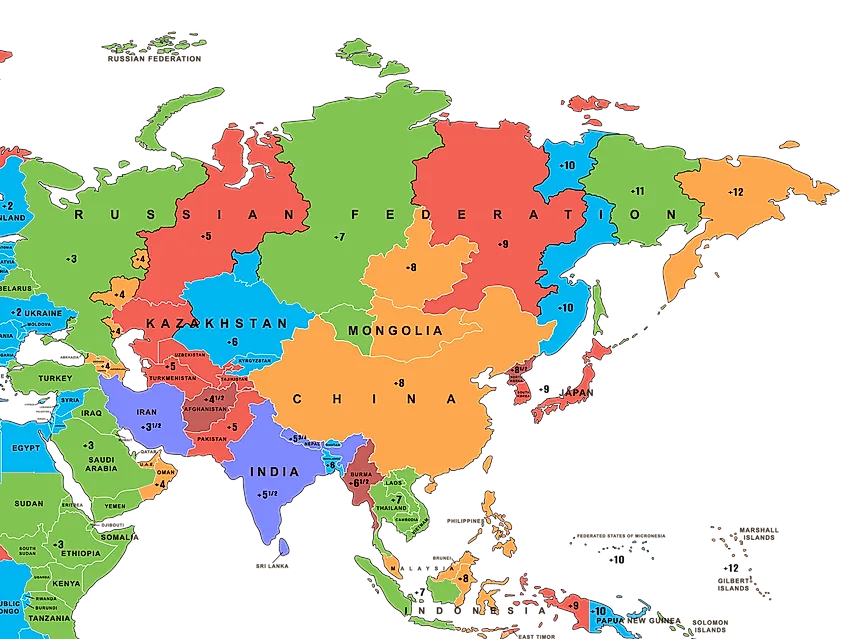 Time Zones In Asia