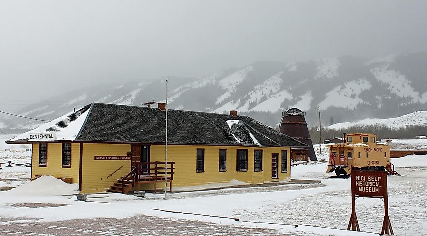 The old Union Pacific depot in Centennial, now a museum, By Jeffrey Beall - Own work, CC BY 3.0, https://commons.wikimedia.org/w/index.php?curid=31294328