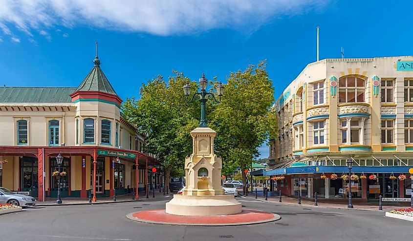 Watt fountain in the center of Whanganui, New Zealand