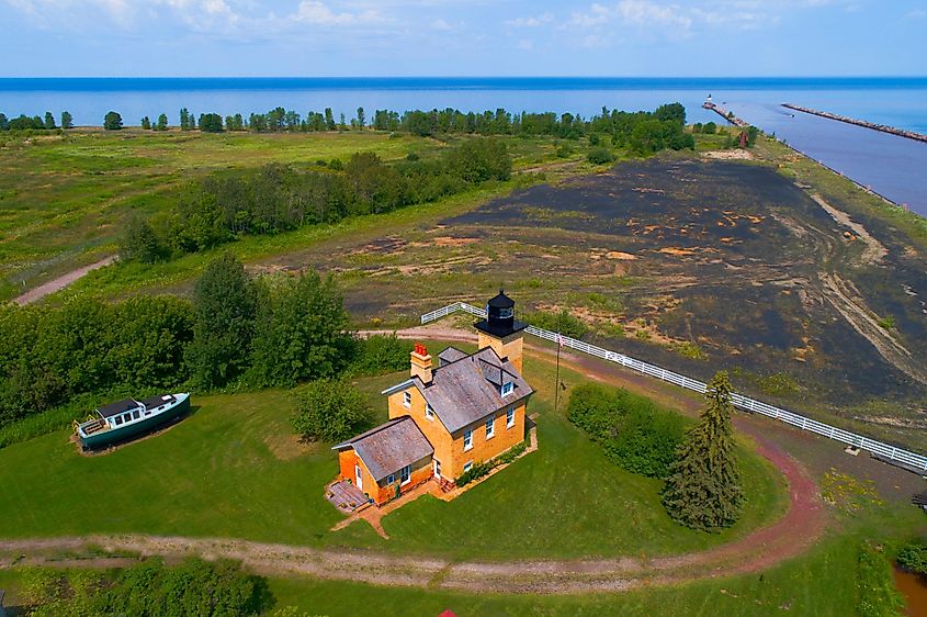 Ontonagon Lighthouse in Ontonagon, Michigan, on Lake Superior.