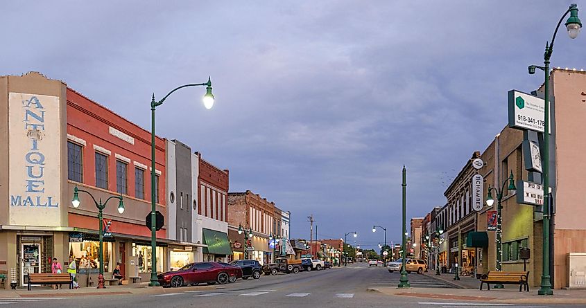 The old business district on Will Rogers Boulevard, Claremore, Oklahoma.