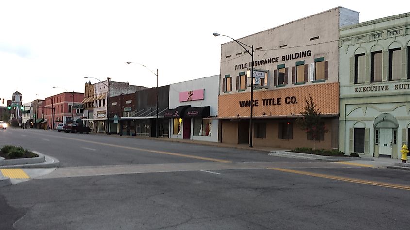The Main Street in Russellville, Arkansas.