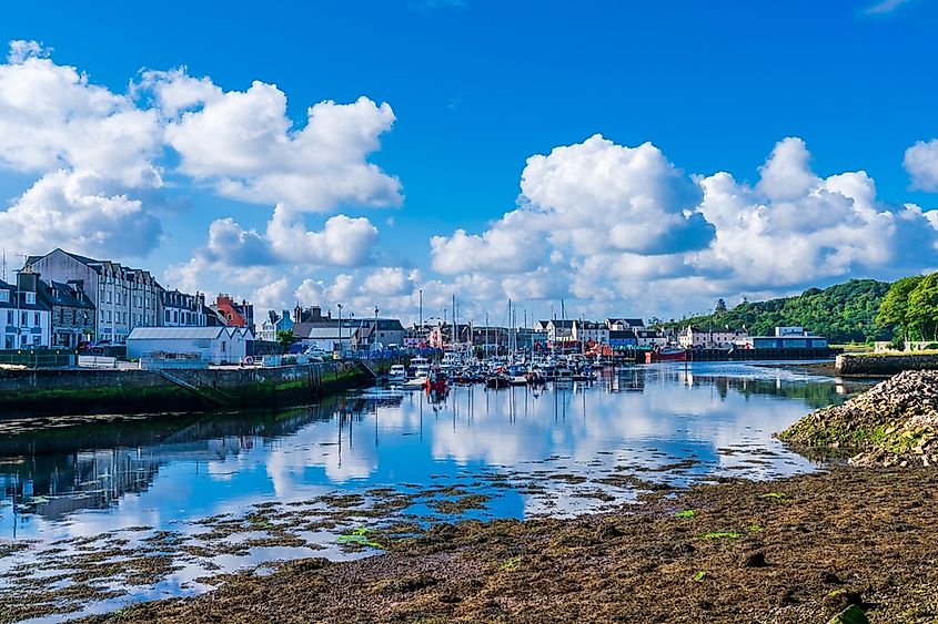 View of the harbour in Stornoway, the main town of the Western Isles and the capital of Lewis and Harris in Scotland.