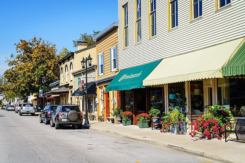 Main street of Midway, a small town in Central Kentucky famous of its boutique shops and restaurants.