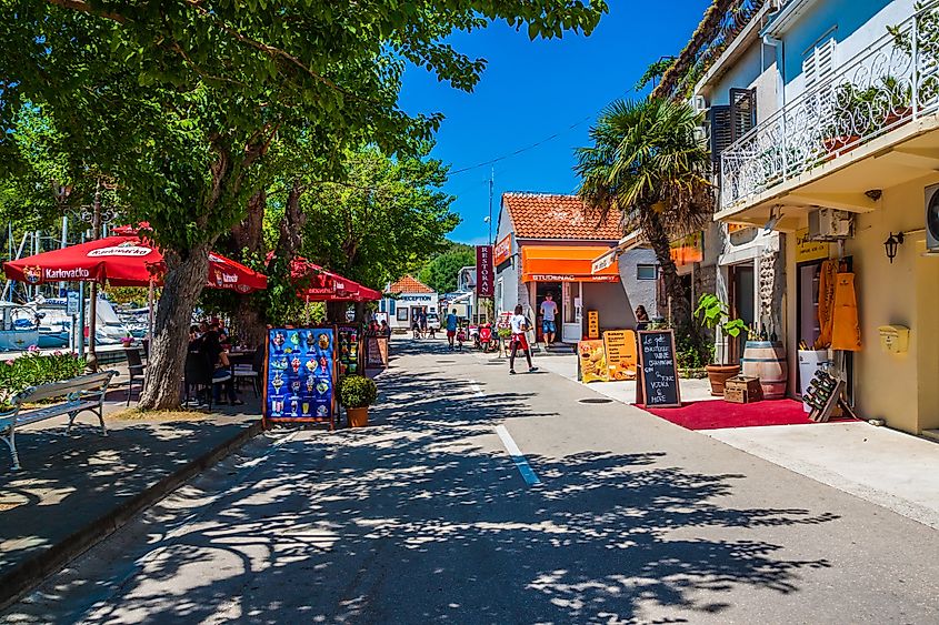 Streets of the resort city of Skradin, Croatia, on a summer day.