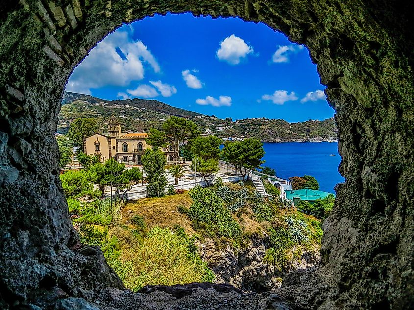 View of Lipari, one of the Aeolian Islands in Italy.