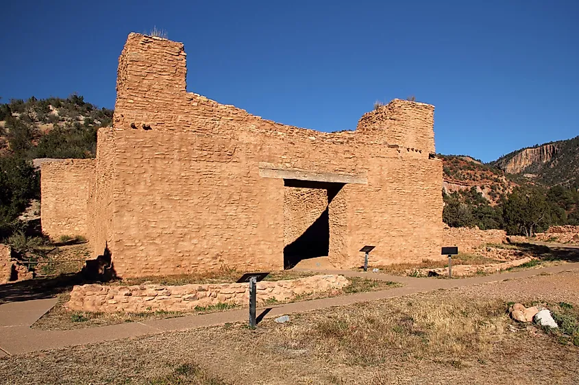 Ruins of a Spanish Colonial Church at the Jemez Historic Site in Jemez Springs.