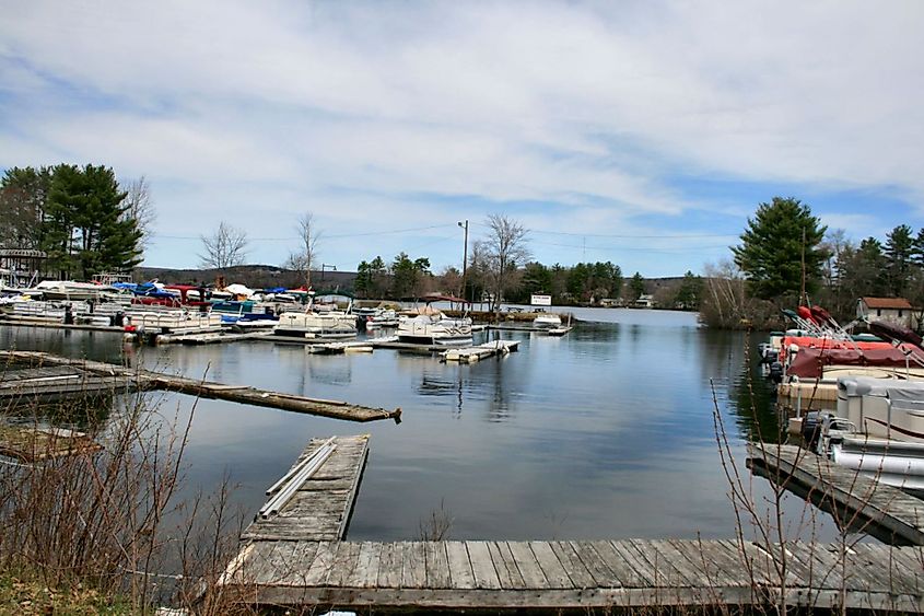 Boats in Lake Chaubunagungamaug.