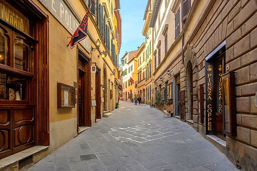 Street in the medieval village of Montepulciano, Tuscany, Ital