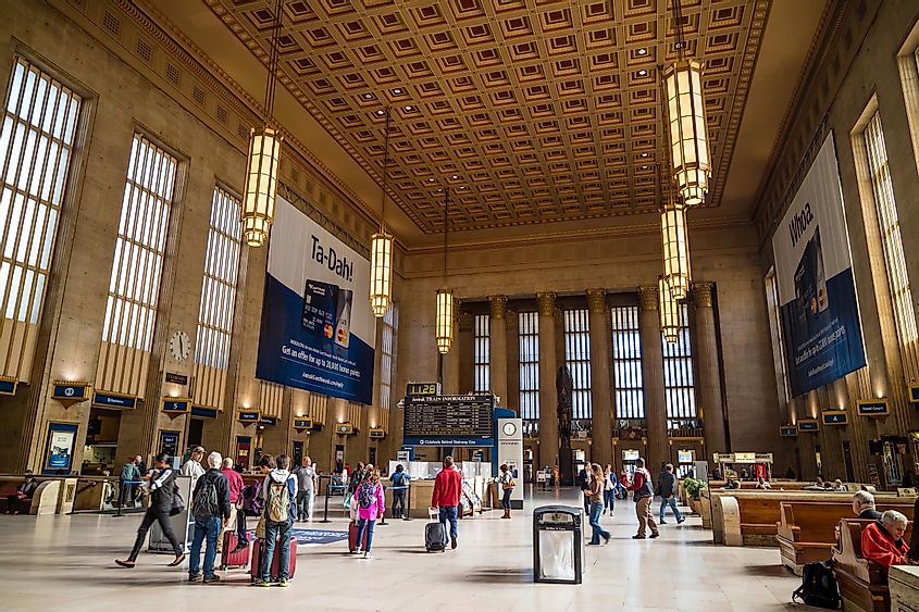  30th Street Station, a national Register of Historic Places, AMTRAK Train Station in Philadelphia
