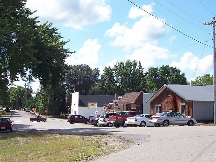 View of the downtown area in Amberg, Wisconsin.