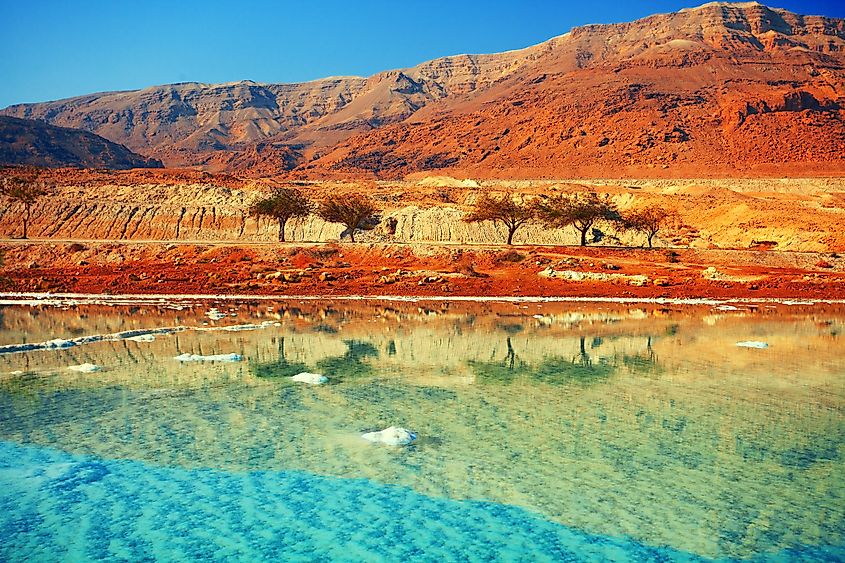 Dead sea with mountains in the background