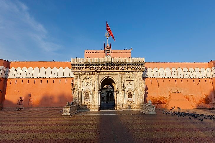 The entrance to the Karni Mata Temple in Deshnoke, Rajasthan, India.