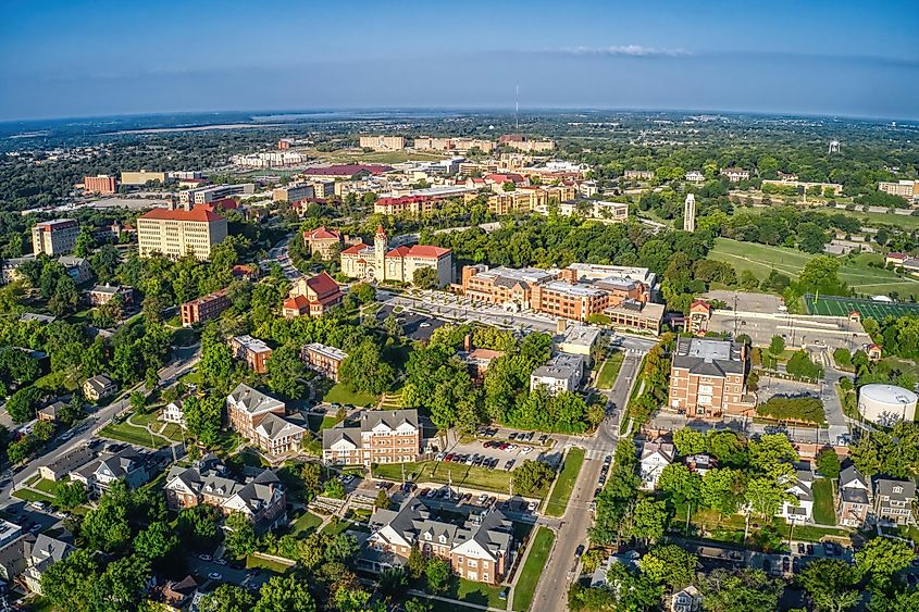 Aerial View of Lawrence, Kansas and its State University