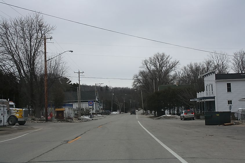 Looking southerly in downtown Ellison Bay, Wisconsin, on Wisconsin Highway 42
