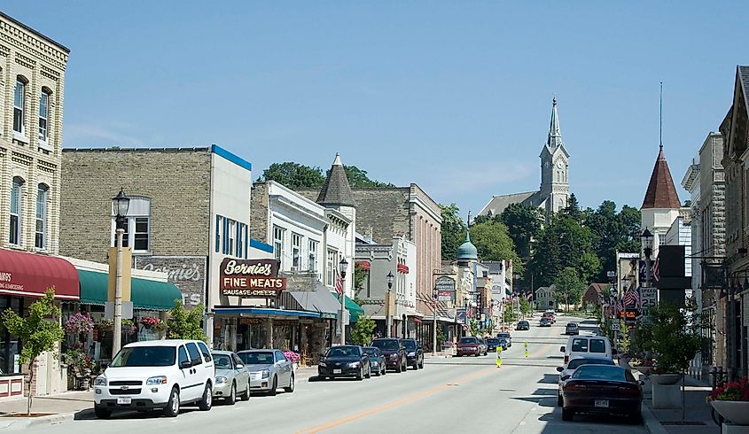 Franklin Street in the Port Washington Downtown Historic District, Wisconsin.